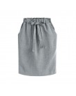 Lato jesień eleganckie spódnice midi damska spódnica ołówkowa do biura bawełniana elastyczna talia pakiet spódnica biodrówka spó