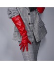 50cm długie rękawiczki ze skóry lakierowanej z długim rękawem latarnia rękaw emulacja skóra jasna skóra jasna róża czerwona kobi