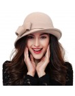 Kobiety party formalne nakrycia głowy lady winter fashion asymetryczne bowknot 100% wełniane kapelusze filcowe