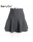 BerryGo drapowana plisowana dzianinowa krótka spódniczka damska zimowa elegancka krótka spódniczka spódnice z wysokim stanem kob