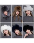 Gours futro kapelusz dla kobiet naturalne futro szopa futro rosyjska uszanka czapki zimowe grube ciepłe uszy moda Bomber Cap cza