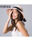 FURTALK kapelusz na lato dla kobiet kapelusz przeciwsłoneczny na plażę słomkowy kapelusz panama fedora Cap szerokie rondo ochron