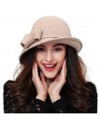 Kobiety party formalne nakrycia głowy lady winter fashion asymetryczne bowknot 100% wełniane kapelusze filcowe