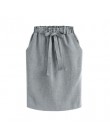 Lato jesień eleganckie spódnice midi damska spódnica ołówkowa do biura bawełniana elastyczna talia pakiet spódnica biodrówka spó