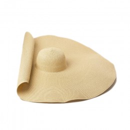 Super większe rondo szerokie kapelusze słomkowe dla kobiet składany papier kapelusz na plażę letnie słońce kapelusze UV etap Cap