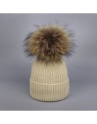 2018 naturalne pompon z futra szopa kapelusz grube zimowe dla kobiet czapka czapki beanie dzianina kaszmirowa czapki wełniane ko