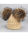 Jesienno-zimowa rodzic-dziecko futrzany pompon kapelusz i zestaw szalików kobiety szydełkowe dzianiny wełniane czapki czapki cza