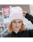 ENJOYFUR zimowe futra królika włosy kapelusze dla kobiet podwójna podszewka ciepłe kobiece modne czapki młodzieżowe damskie czap