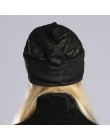 Geebro wiosna damska brązujący czarny czapka beanie dorywczo luźna czapka beanie dla dziewczynek metaliczny kolor Skullies Cap B