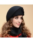 2017 nowych moda kobiet Beret kapelusz dla damska czapka zimowa czapka damska kwiat francuski Trilby wełna miękka stewardesa kap