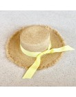 Luna & Dolphin Handmade kobiety lato kapelusz słońce plaża rafia słomkowy kapelusz czarna biała kokardka wstążka czapka Temperam