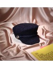 Jesień wątek moda Tweed czapka wojskowa dla kobiet moda jacht kapitan kobieta kapitan marynarz kapelusz gazeciarz czapki