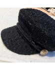 Jesień wątek moda Tweed czapka wojskowa dla kobiet moda jacht kapitan kobieta kapitan marynarz kapelusz gazeciarz czapki