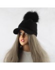 2019 nowy zimowy Pompon futrzany kapelusz dla kobiet jesień dzianiny bawełniane czapka z daszkiem z pomponem marki daszki ochron