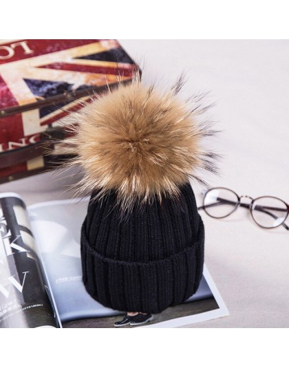 2019 marka czapka zimowa dla kobiet wysokiej jakości czapki czapka prawdziwy szop pompon futrzany kobiety kapelusze bonnet femme