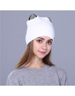 Xthree flanelowe damskie jesienne czapki zimowe śliczne kitty dziecięce czapka beanie dla dziewczynek Skullies gorras