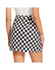 Wipalo szachownica spódnica z wysokim stanem 2019 lato Sexy Mini spódnica Zipper spódnice w kratkę damskie krótkie dno Saia Goth