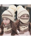 BINGYUANHAOXUAN kobiety szalik zestawy zimowe czapka maska kołnierz ochrona twarzy dziewczyny akcesoria kobiety piłka szalik kom