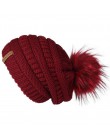 FURTALK jesienna czapka zimowa dla kobiet dzianinowa czapka z pomponem luźna czapka beanie Skullies dla kobiet czarna czerwona ż