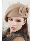 SUOGRY 2017 nowych moda kobiet Beret kapelusz dla damska czapka zimowa czapka damska kwiat francuski Trilby wełna miękka steward