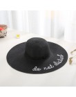 2019 napis Hot wyszywana czapka Big rondo panie kapelusz słomkowy na lato młodzieżowe kapelusze dla kobiet Shade kapelusze przec