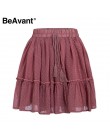 BeAvant Boho letnia plisowana krótka spódniczka damska wysokiej talii polka dot krótka spódnica różowa linia kwiatowy drukowane 