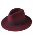 FURTALK 100% włóczka australijska kapelusz Fedora dla kobiet mężczyzn Vintage szerokie rondo Fedoras filcowy kapelusz Jazz para 