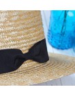 Nowe letnie damskie Boater kapelusz plażowy szeroki boczne kobiece na co dzień Panama kapelusz pani klasyczne płaskie Bowknot sł