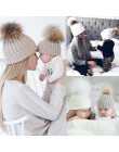 Kobiety dziecko ciepłe zimowe dzianiny wełny kapelusz jednolity kolor dzieci mama na co dzień do włosów futro czapka z pomponem 