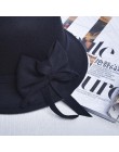 Eleganckie kobiety okrągły melonik imitacja wełny Bowknot Fedoras bawełna kościół Cloche kapelusz typu bucket Vintage rondo Chap