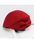 2019 panie czerwony kapelusz ślubny dla kobiet w stylu Vintage 100% wełny czuł Pillbox kapelusze czarny Fascinator zima Fedoras 