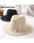 Nowe wiosenne kapelusze letnie dla kobiet kwiatowe koraliki z szerokim rondem Jazz Panama kapelusz przeciwsłoneczny kapelusz na 