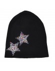 GZhilovingL kolorowe strasy gwiazda czapki dla kobiet panie 2019 nowy jesień zima bawełna żebrowane Slouch czapki z czaszkami