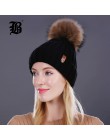 [FLB] hurtownie prawdziwa norka futro pompony dzianiny czapka z pomponem czapki zimowy kapelusz dla kobiet dziewczyny wełny kape
