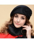 100% wełniany beret zimowy berety kobiety zimowy filcowy beret kwiatowy kobiety czuł francuski beret Beanie kapelusz fedora Bean