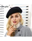 Simplee Winter elegancki wełniany beret casualwear dla kobiet ciepły beret kapelusz czapka jesień do klubu na imprezę kobieta be