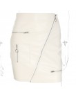 Sweetown białe solidne spódnice w stylu Boho Beach kobiet zamek linii spódnica lato wysokiej talii skórzana krótka spódnica eleg