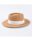 Nowy ręcznie słomkowy kapelusz na plażę dla kobiet letnie wakacje Panama Cap moda wklęsłe płaskie czapki z daszkiem przeciwsłone