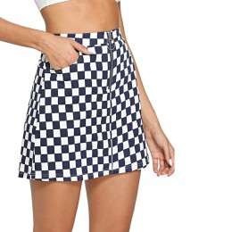 Wipalo szachownica spódnica z wysokim stanem 2019 lato Sexy Mini spódnica Zipper spódnice w kratkę damskie krótkie dno Saia Goth