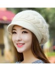 Nowe damskie czapki zimowe ciepłe czapki z polaru wewnątrz czapki z dzianiny dla kobiety czapka z futra królika jesienne i zimow