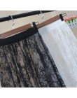 Koreański moda damska seksowna siatka koronkowa przezroczysta krótka spódnica Overskirt panie elastyczny, wysoki stan czarny bia