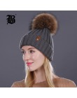 [FLB] hurtownie prawdziwa norka futro pompony dzianiny czapka z pomponem czapki zimowy kapelusz dla kobiet dziewczyny wełny kape