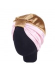 Satynowa nocna czapka do spania muzułmanki chusta na głowę Turban czepek dla osób po chemioterapii utrata włosów Bonnet Beanie e