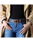DINISITON nowy pasek damski z prawdziwej skóry paski dla kobiet kobieta złota przypinka pasek z klamrą Fancy Vintage dla dżinsów