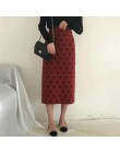2019 jesień kobiety spódnice wysokiej talii Knitting kobiety Bodycon długa spódnica Faldas Jupe Femme Saia nadruk w kropki kobie