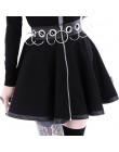 InstaHot Gothic Punk Zip Up czarne spódnice kobiety jesień pierścień wysokiej talii plisowana zimowa Mini spódnica kobiece dół S
