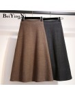 Beiyingni jesień dzianinowa spódnica z wysokim stanem kobiety duże rozmiary Vintage Office Lady Faldas Casual proste spódnice tr