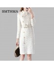 2020 New arrival jesień i zima Runway kobiety elegancka tweedowa sukienka łuk kołnierz z długim rękawem kobieta moda eleganckie 