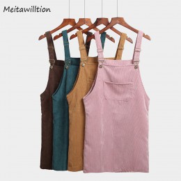 Meitawilltion letnie spódnice damskie 2020 w stylu casual, sztruksowa kamizelka kombinezon spódnica z szelkami Lady styl preppy 