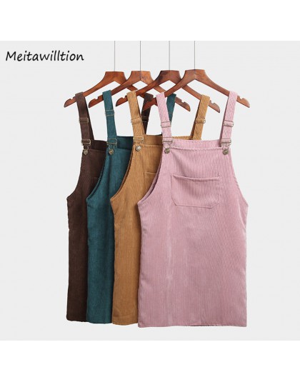 Meitawilltion letnie spódnice damskie 2020 w stylu casual, sztruksowa kamizelka kombinezon spódnica z szelkami Lady styl preppy 
